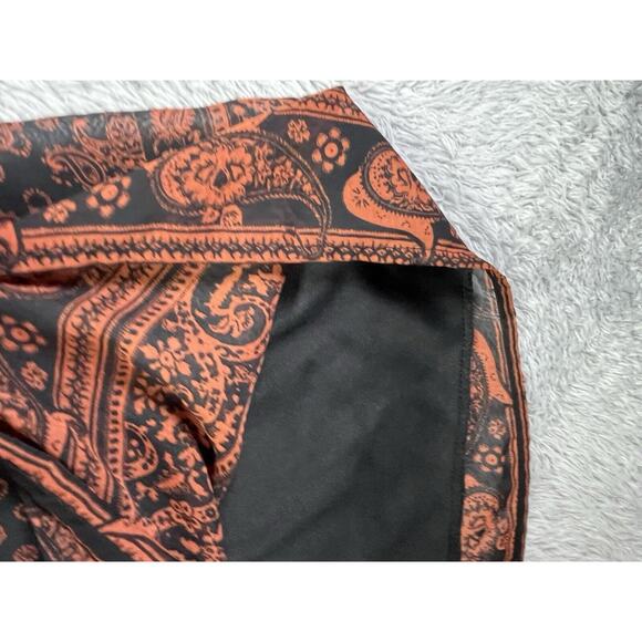 Bebop Medium Shift Dress Boho Chic Brown Black Sheer Mini Paisley - Picture 6 of 7